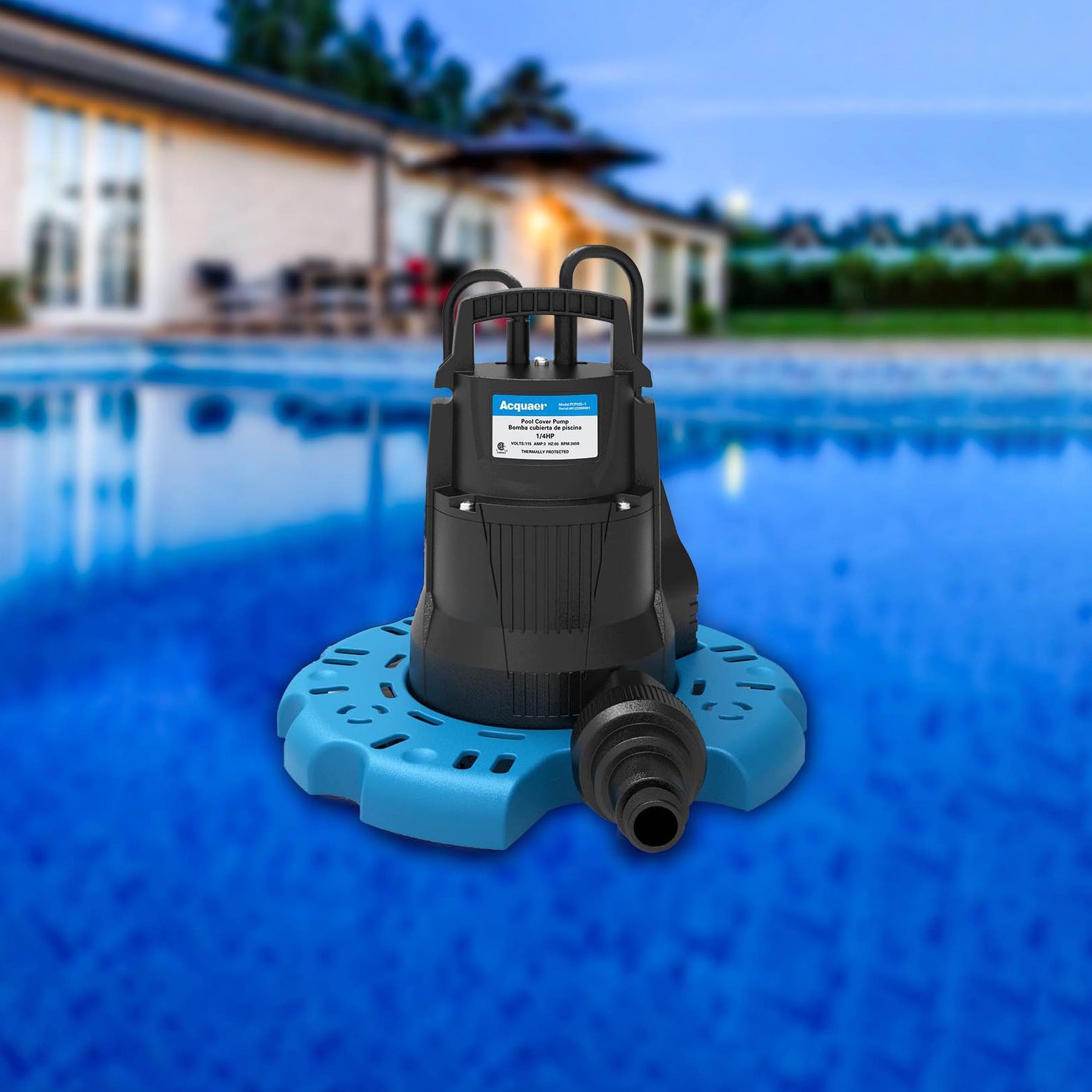 Acquaer 115-Volt, 1/4 HP, 2250 GPH, Automatic, Submersible, Swimming P