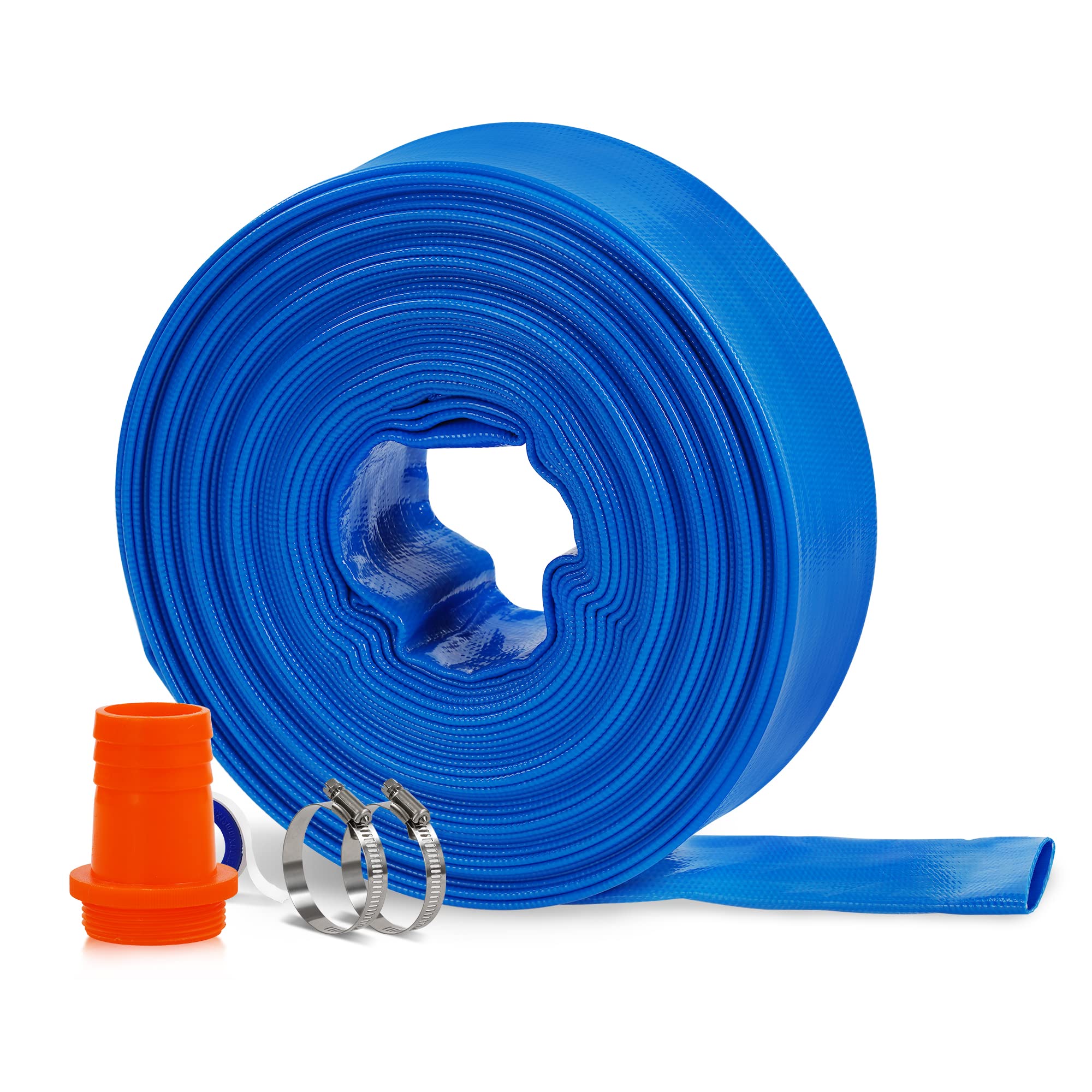 Poolzilla 2 x 50' Heavy Duty Swimming Pool Backwash Hose - Extra Thick PVC  Drain Hose For Above Ground Pools and Inground Pools-Designed For Maximum