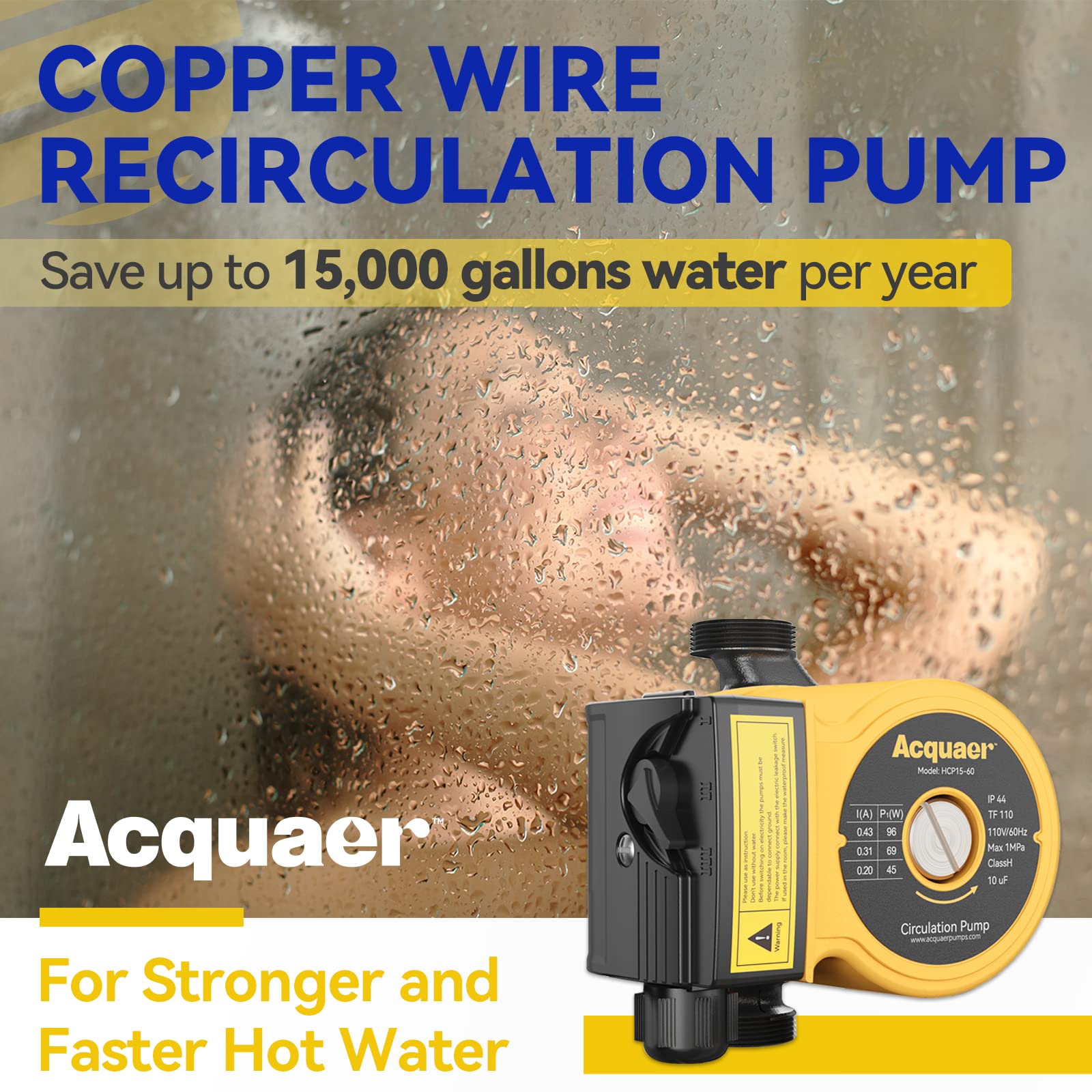 Acquaer 115V 3-Speed Instant Hot Water Recirculating Pump, 11 GPM Manual - Acquaer